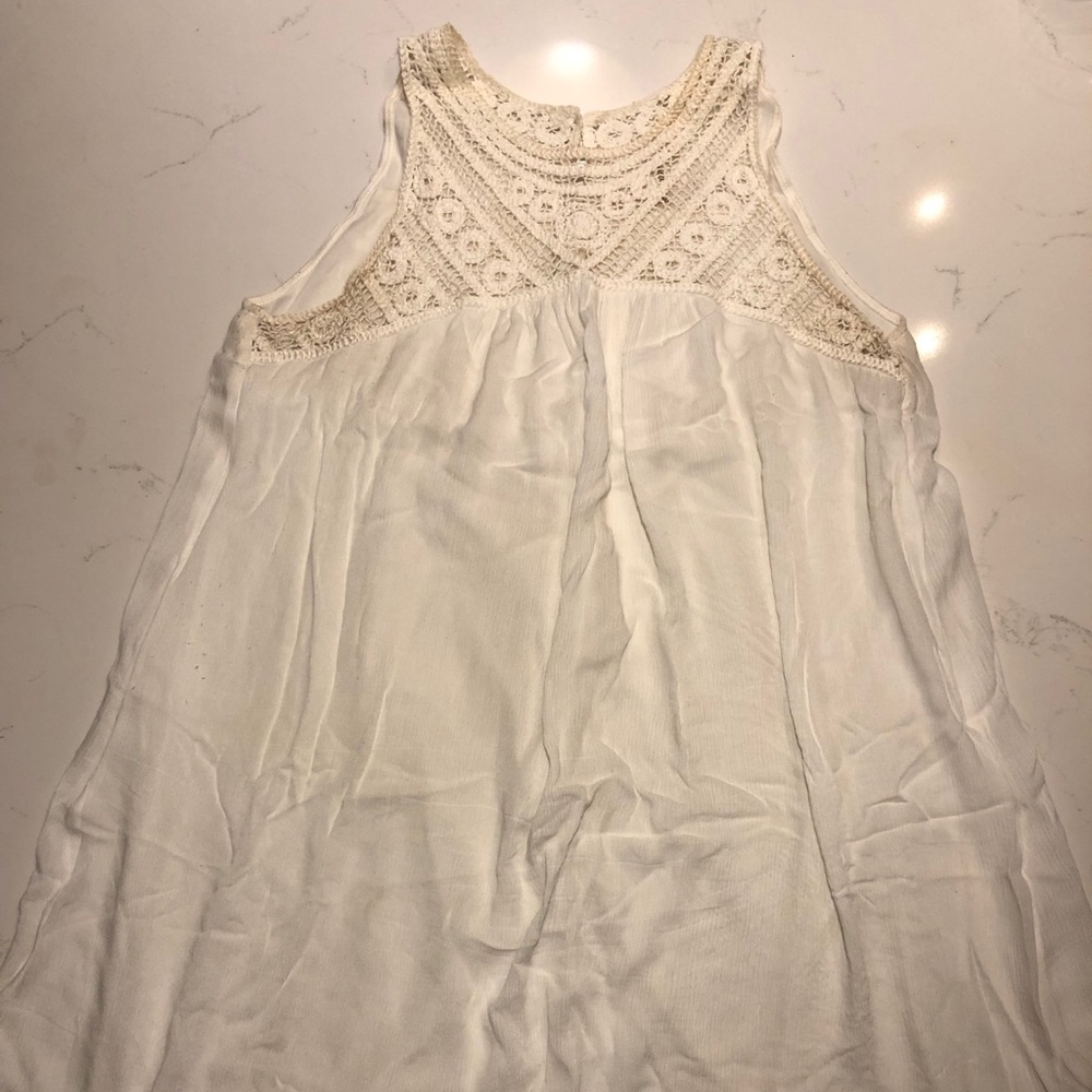 White Crochet Detail Swing Dress